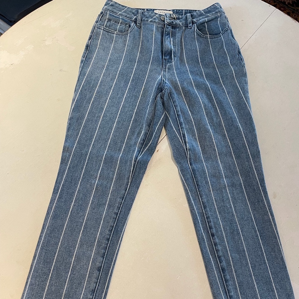 striped mom jeans